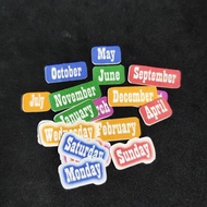 A3 English Day and Month Name Stickers, 19 Pcs, Choose Your Cute Color