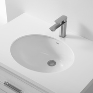 ZUHNE Sno Small Undermount Bathroom Sink with Pop-up Drain and Trap, Glossy White