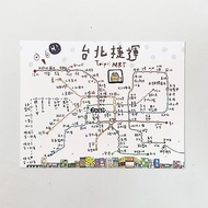 U&amp;S 叔叔與妹妹 插畫繪製 台北捷運MRT路網圖 彩色 明信片
