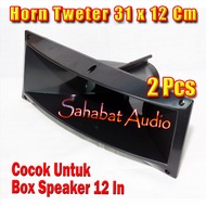 2 Pcs Corong Tweter Box Speaker 12" / Horn Twiter 31x12 Cm / Daun Tweeter / Horn Corong Twiter Plast