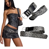 New Style Rivet Belt Ultra Wide Belt Retro Punk Style y2k emo Ladies Fashion Wide Belt Wholesale