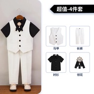 Baby Boy Formal Suit & White Shirt Set for Flower Girl Dress, Handsome Host Performance Outfit New S