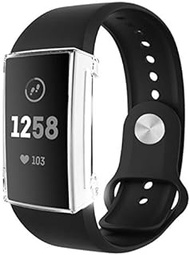 JINJIN Smart Watch Case For Fitbit Charge 3 Full Coverage Plating TPU Watch Case(Black) (Color : Transparent)