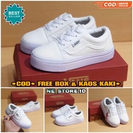 PUTIH Vans Boys Shoes vans oldskool full white Children's Shoes white Strap/PREMIUM