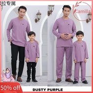 Muslim clothing Dusty purple Baju melayu  kurta teluk belanga kanak kanak dewasa budak plus size size besar baju raya 2024 murah jj .