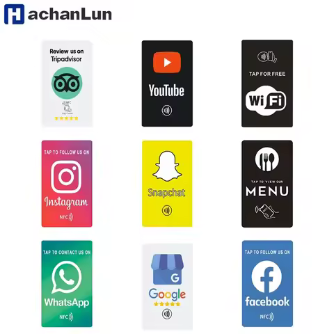 HACHANLUN Universal NFC Google Review Cards Facebook Instagam for iPhone/Android Tap URL Writing Soc