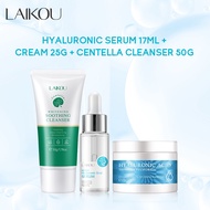 LAIKOU Hyaluronic Acid Serum Skincare Set Tighten Pores Cream Centella Soothing Cleanser 3pcs/Set