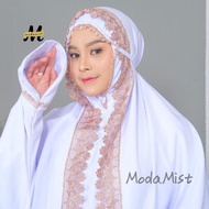 Wow! Mukena Dewasa Terusan Putih Katun Mikro Renda Mewah ✔