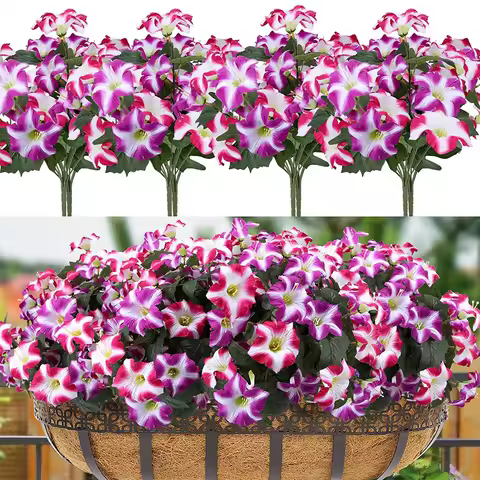 1/2Pcs Artificial Morning Glory Outdoor Decor UV-Resistant Silk Morning Glory Fake Plant for Garden 