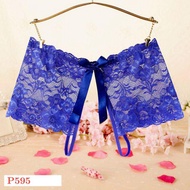 P595 - Boyshort Panties Crotchless Transparentbiru