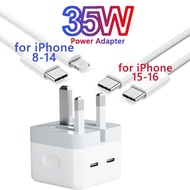 Phone Fast Charger, 35 W Dual USB C Charging Plug with USB C Charging Cable USB C Charger, Power Del