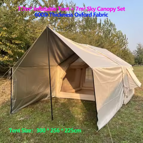 600D Oxford Cloth Thickness Inflatable Tent - 7.7m² Spacious Design with Canopy Outdoor Camping & Fa