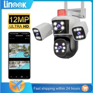 ZFEIO Linook 12MP 4K 3เลนส์กล้องตรวจตรา WiFiกล้อง WiFi กลางแจ้ง CCTVกล้อง IPกล้อง Seguranca WiFiการร