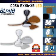Alpha Cosa EX36 Ceiling Fan 36" DC Motor 3 Blade With LED LIGHT Remote Designer Fan Kipas Angin Siling 家用风扇
