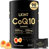 CoQ10 Gummies, Co Q 10 Supplement Bebas Gula, Cq10 600mg dengan Omega 3 & Vitamin E, Penyerapan Ting