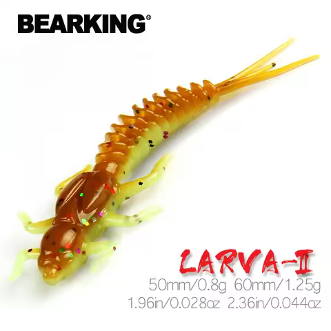 BEARKING new Larva Soft Lures 50mm 60mm Fishing Artificial Lures Silicone Bass Pike Minnow Swimbait 