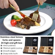 24 Pcs Cutlery Set Dinner Spoon Fork Set Sudu Garfu Set Hadiah Kahwin untuk Pengantin Baru Hadiah Ka