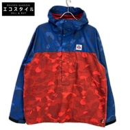 A Bathing Ape 001LJA301009X 紅藍猴子迷彩尼龍登山套頭派克大衣 M碼 [二手]