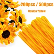 200/500/550pcs Golden Yellow Pipe Cleaners Craft Supplies, 500 Golden Yellow +50 Floral Stem Wires, 