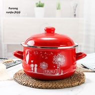 【HOT NEW】 Food Grade Enamel Pot Double Ear Thickened Soup Pot with Lid for Cooking Medicinal Herbs H