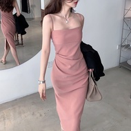 women hot pink dress plus size casual halter beach sexy long bodycon dress with slit summer dress wo