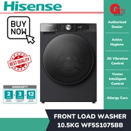 HISENSE (NEW SERIES 5s) 10.5KG FRONT LOAD WASHING MACHINE WF-5S1075BB - HISENSE WARRANTY MALAYSIA