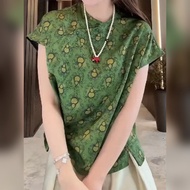 YUFUQING | เสื้อเชิ้ตแขนสั้นพิมพ์ลายสไตล์จีนใหม่สำหรับผู้หญิง ฤดูร้อน 2025 ดีไซน์เก๋ไก๋ สไตล์ Old Mo