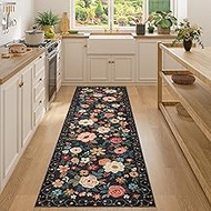 DUKINO Runner Rug, 2x7 Boho Kitchen Rug for Hallways with Low Pile Design, Washable Non Slip Backing