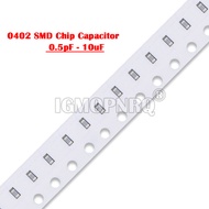 100pcs 0402 SMD Chip Multilayer Ceramic Capacitor 0.5pF - 10uF 10pF 100pF 200pF 1nF 10nF 15nF 68nF 1