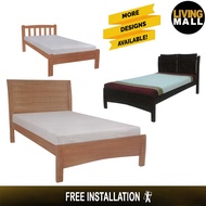 Living Mall Kori Series Super Single Size Solid Mahogany Wood Bed Frame w/Mattress Option/14 Designs