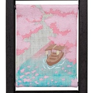 京都手繪亞麻畫框-櫻花花筏