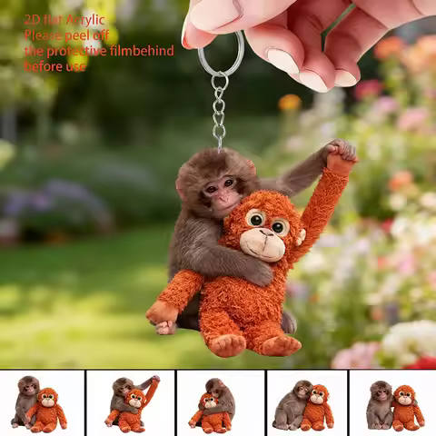 2D Chimpanzee Monkey Keychains Acrylic Gorilla Keychains for Bags Cute Monkey Keyrings Accessories G
