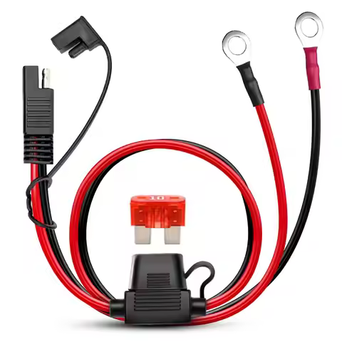 60CM 18AWG 14AWG 12AWG 10AWG SAE to O Ring Terminal Harness with 10A Fuse SAE Extension Cable Adapte