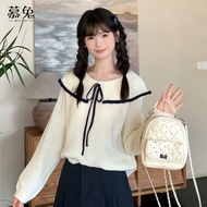 MUTU French Doll Collar Sweater With Bow Knot