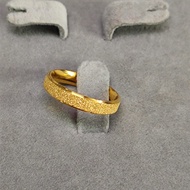 cincin perempuan cincin 5G Gold Color Sand Gold Plated 999 Frosted Ring Men Women Couple Ring Weddin