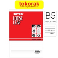 JOYKO LOOSE LEAF B5 LINES JOYKO REFILL FILE BINDER PAPER LINE 7026 CONTENTS 50 100 150 SHEETS SHEETS