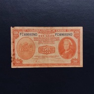 Uang Kuno 50 Cent Gulden NICA Wilhelmina Tahun 1943 - FC 496938 D