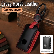 Cover Kunci Mazda 3 CX4 CX5 CX8 CX30 Cowhide Car Key Case Cover Accessories