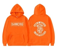 เสื้อฮู้ดสำหรับผู้ชายลูกชายแห่งอนาธิปไตย SAMCRO เสื้อมีฮู้ดสองด้านพิมพ์ลายสตรีทเสื้อมีฮู้ดเสื้อสเวตเ