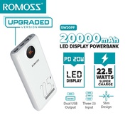 Romoss SW20PF 20000mAh Powerbank 22.5W Super Fast Charge 20WPD Two-way Smart Digital Display. Local Stocks Fast Delivery!