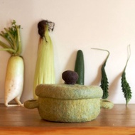 羊毛氈兒童房玄關收納容器 小燉鍋 / 入厝禮 / 綠