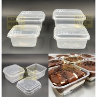 SQ250 SQ350 SQ450 SQ650 | Square Disposable Plastic Food Container (50pcs) | Tupperware Bekas Kek To