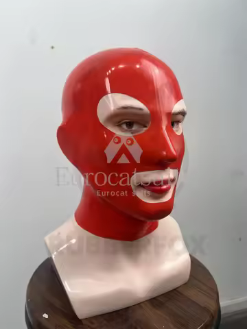 Latex Rubber Hood Fetish Mask red fashion catsuit Play microholes Seamless Fetish Mask chlorinated h