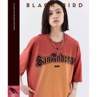 Ombre Blackbird Loose Sleeve T-Shirt - Oversize T-Shirt with Hysteric Grunge Y2K Letter Print