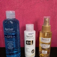 Promo / Terlaris Awday 3in1 paket keratin charcoal shampo keratin hair cream dan hair tonic paket bu