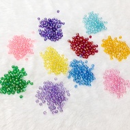 100 clear round plastic beads with glitter in 7 colors, size 8mm, to make handmade bracelets