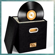 (OAKF) 12-Inch Vinyl Record Storage Box with Lids Handles Practical LP Record Organizer Boxes for Mo