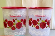 ready stock - tupperware one touch canister red rose 4.3L 2pcs