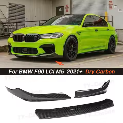 3PCS/Set Real Carbon Fiber Front Lip Splitters For BMW 5 Series F90 M5 2021+ FRP Car Front Bumper Gu