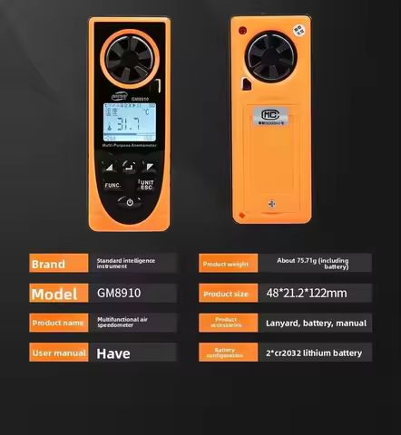 NEW GM8910 Multifunctional Anemometer Temperature and Hygrometer Atmospheric Pressure Illuminance Me